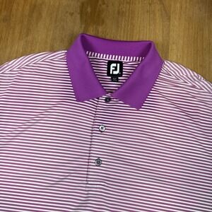 FootJoy Short Sleeve Golf Polo Shirt Mens XL Purple Stripe Performance FJ Logo